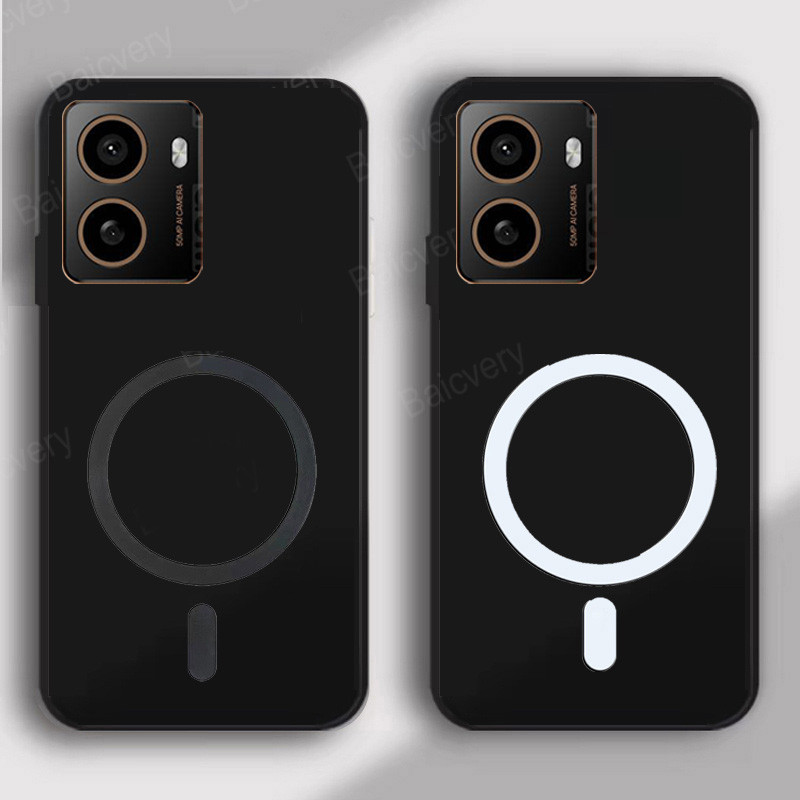 สําหรับ HMD Skyline TA-1600 ฝาหลัง TPU นุ่มสีดําพร้อมสติกเกอร์แม่เหล็ก