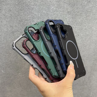 หรูหรา Heavy Duty เกราะสําหรับแม่เหล็กชาร์จไร้สายสําหรับ iPhone 17 Air 16 15 14 Plus 13 12 11 Pro Max กันชนกลับกรณีฝาครอบ