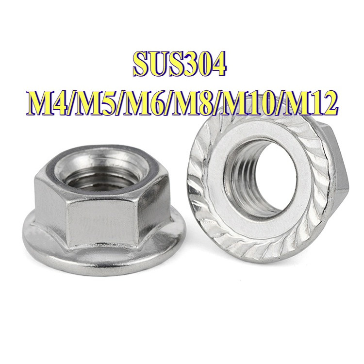 ยกกล่อง หัวน็อตจานจักร ตัวเมีย ติดแหวน สแตนเลส 304 หัวน็อต พื้นหยาบ เกลียวมิล หยาบ Hexagon Flange Nut / มือซ้าย อ่อนนุชซ้าย M4 M6 M8 M10 M12 [CYG-FC-9] - รูปที่ 7