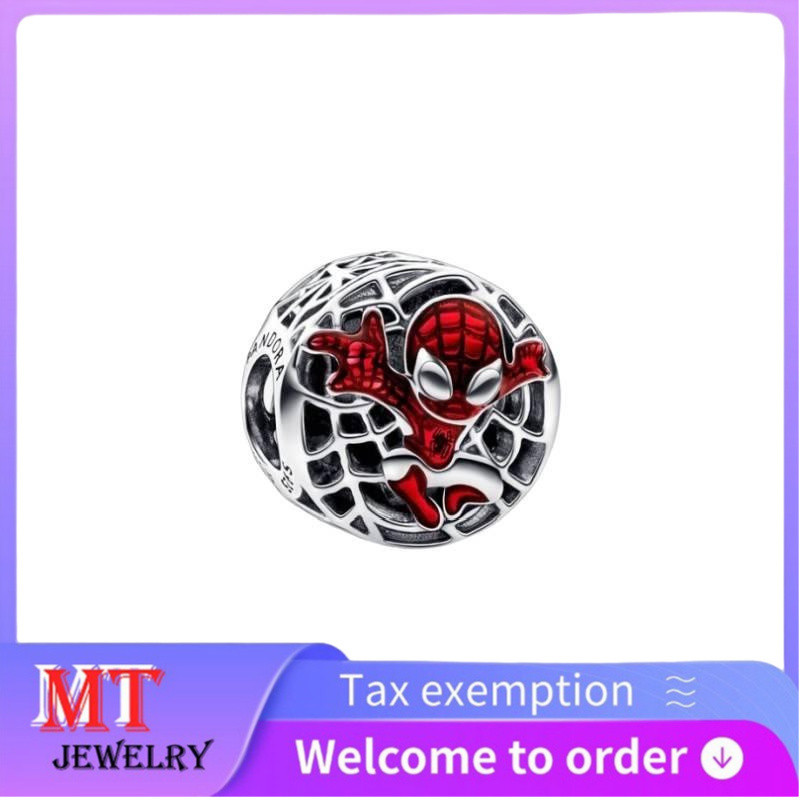 สร้อยข้อมือเงินสเตอร์ลิงแท้ S925 ลาย Marvel Spider-Man Soaring City สำหรับสุภาพสตรี