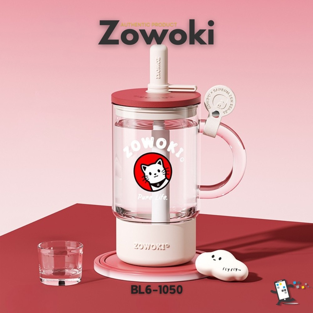 Zowoki BL6-1050 กระบอกน้ำ แก้วกาแฟ พร้อมหลอด เกรดพรีเมี่ยม ความจุ 1050 ml.