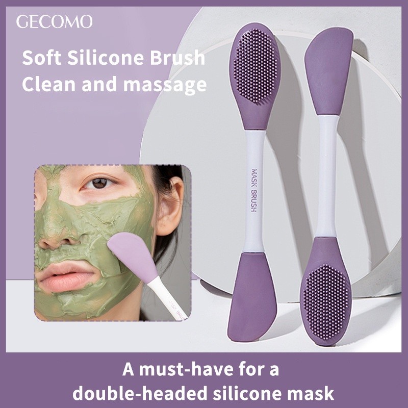 Gecomo Double-headed ซิลิโคนหน้ากากแปรงหัวนวดแปรงทําความสะอาดใบหน้า DIY Mask Scraper Smear เครื่องมือความงาม