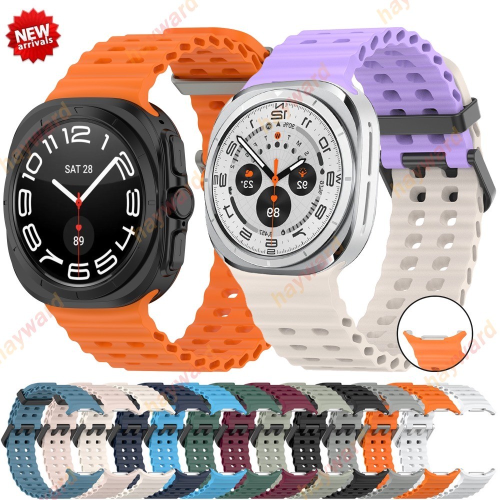 Ocean Soft Loop สร้อยข้อมือซิลิโคนสําหรับ Samsung Galaxy Watch 8 Ultra 47 มม.กีฬา Mens สําหรับนาฬิกา ULTRA7 47 มม.ไม่มีช่องว่างโค้ง End Band