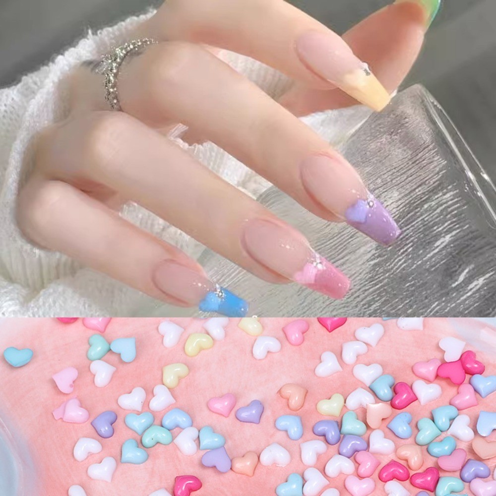 ลูกอมสีตกแต่งเพชร-น่ารัก ผสมสีหัวใจเล็บตกแต่ง-ที่มีสีสัน,หวาน,ประณีต-100ชิ้นมินิหัวใจเล็บเครื่องประดับ-ทําเองอุปกรณ์ทําเล็บ