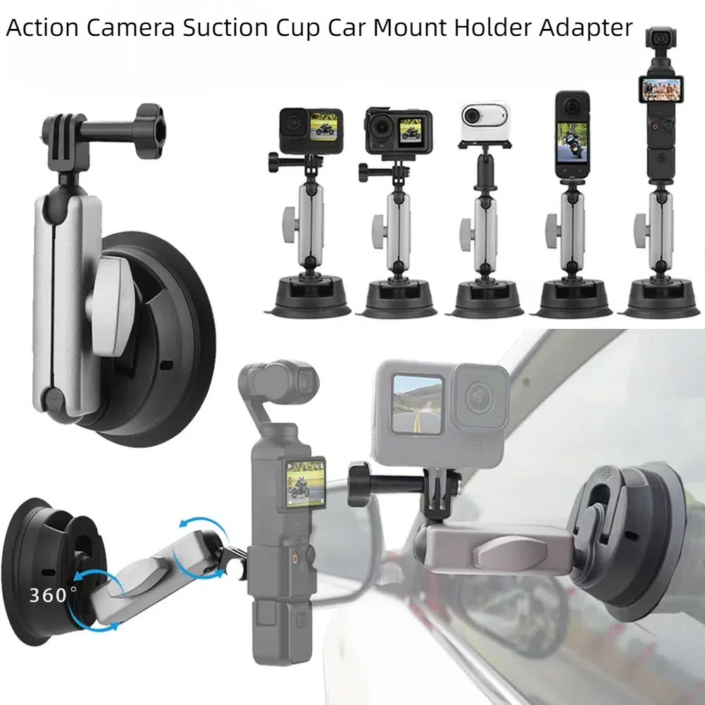 Action 4/3 กล้องดูดถ้วยรถ Mount Holder อะแดปเตอร์สําหรับ DJI Osmo Pocket 3 GoPro Hero 12 11 10 9 insta360 X4 X3 X2 อุปกรณ์เสริม