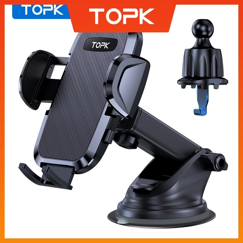 Topk ที่วางโทรศัพท์มือถือ แบบปุ่มดูดสุญญากาศ เกรดทหาร 2023 สําหรับแดชบอร์ด กระจกหน้ารถยนต์ ช่องแอร์