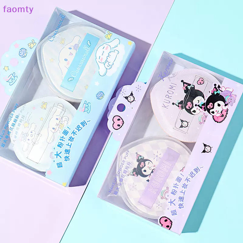 Faomty 2PCS Sanrio แต่งหน้าฟองน้ําพัฟ Kuromi แต่งหน้าคอนซีลเลอร์ Super Soft Elastic Cotton Face Base