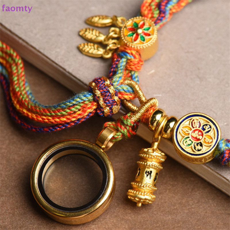 Faomty ทอมือสไตล์ทิเบตสร้อยข้อมือ Zakiram สร้อยข้อมือสีเขียว Tara ห้า Master Thangka สร้อยข้อมือทิเบต TH