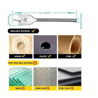 ชุดดอกสว่าน ใบพาย 6 ชิ้น ขนาด 10-25 mm ดอกสวมเร็วแกนหกเหลี่ยม เจาะไม้ พลาสติก WOOD FLAT DRILL SETS