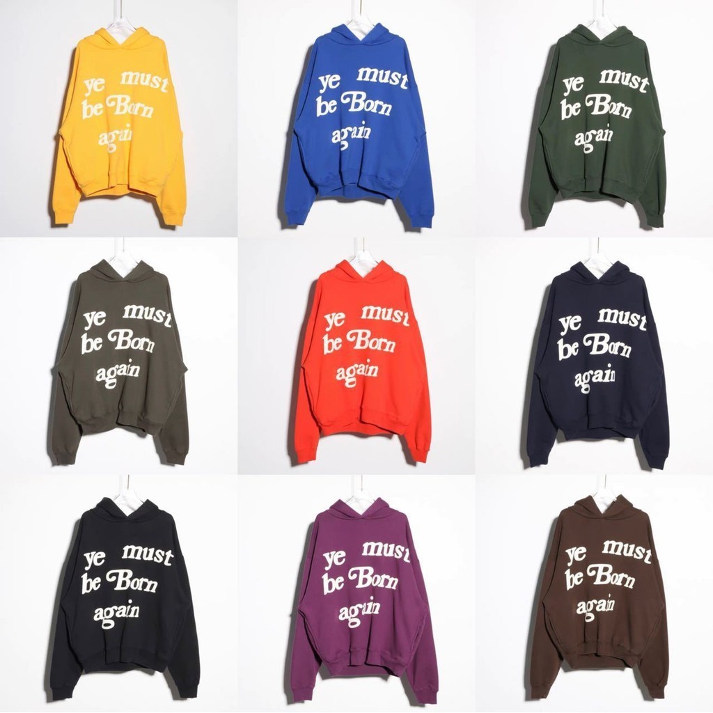 YEEZY SEASON6 Terry Versionborn againRebirth Foam Letters European and American Loose plus Size Hood