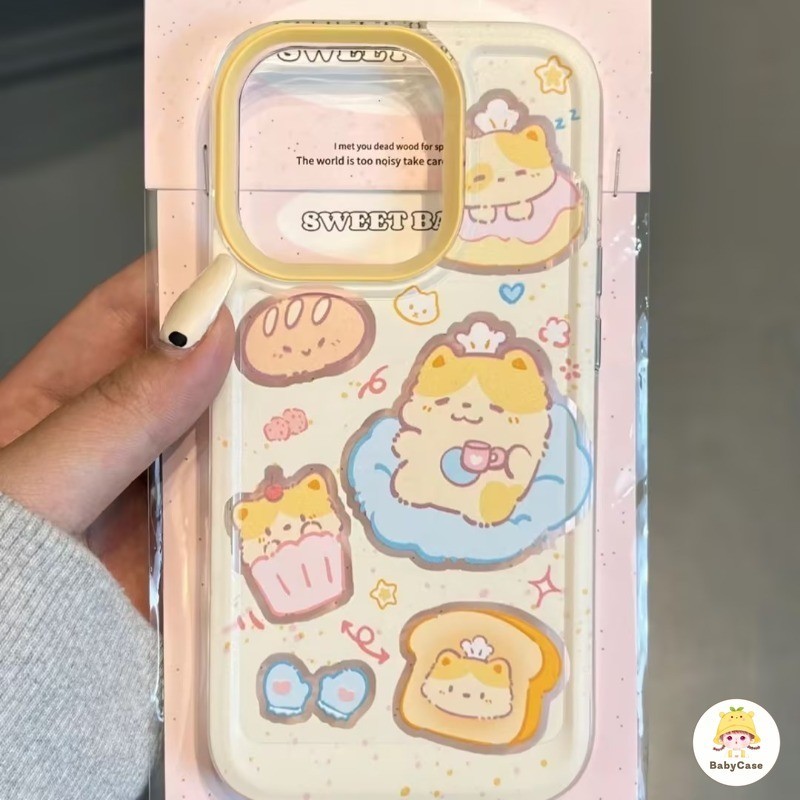 การ์ตูนน่ารักครัวลูกแมวดาวขนมปั เคสOPPO A16 A7 A36 A16s A9 A5s A35 A15 A12 A15s A5 A53 A3s A1K A76 A54 A57 A54s Reno 5 F