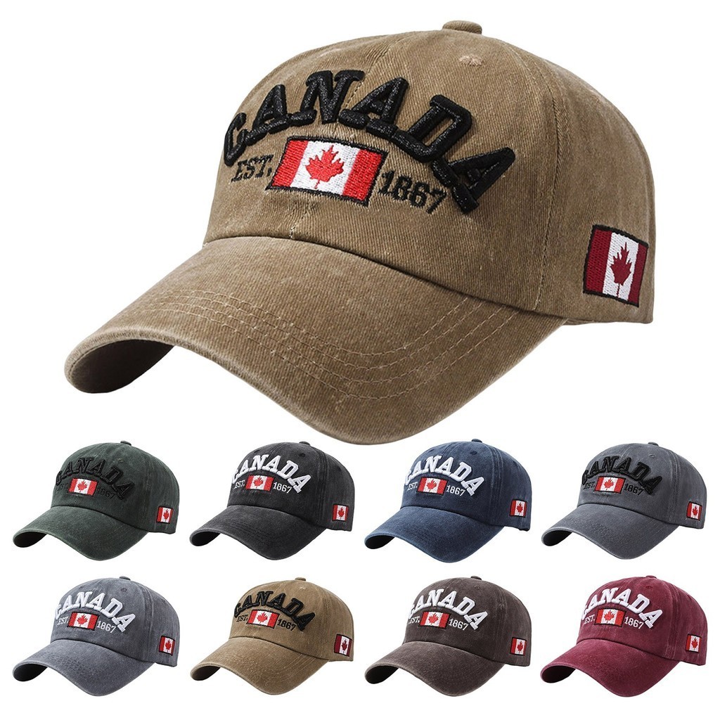 Visors สําหรับดวงอาทิตย์ผู้หญิง Canada เบสบอลหมวก Canada วันปัก Maple Leaf Flag ปรับ kapelusz przeci