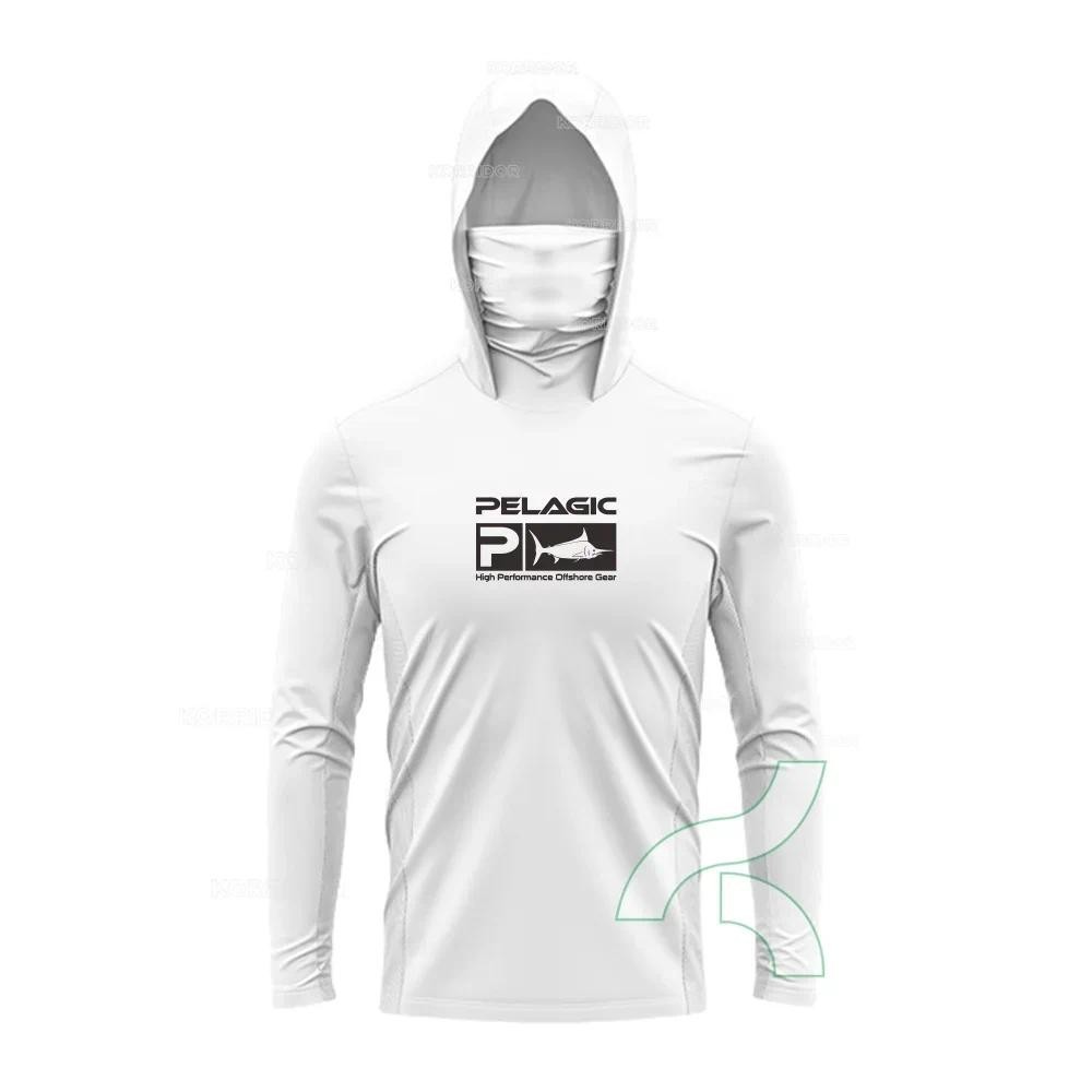 สไตล์ดี Pelagic ตกปลาเสื้อผ้า UPF 50+ Hooded Face Mask เสื้อตกปลาผู้ชายฤดูร้อนกลางแจ้ง Sun Protection เครื่องแต่งกายปลา Camisa De Pesca