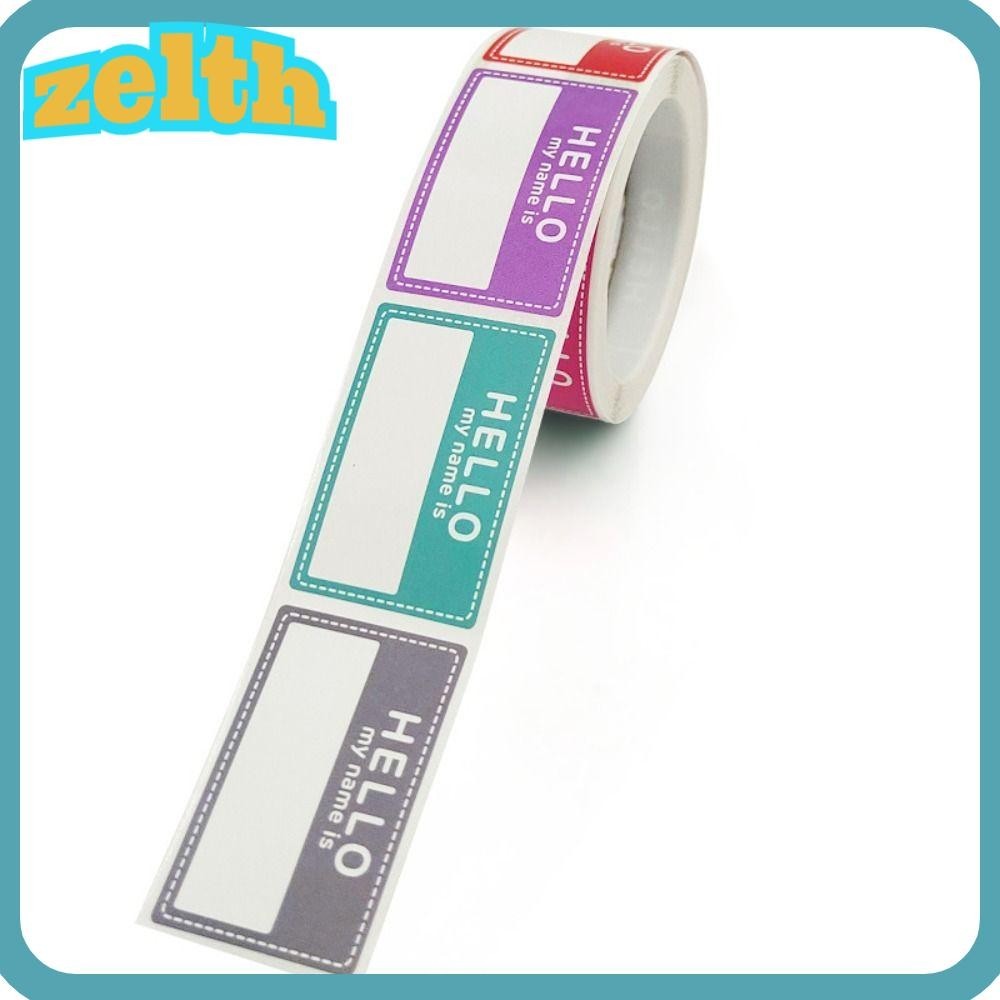 Zelth ป้ายชื่อ, 200 ชิ้นชื่อเปล่าสติกเกอร์,สี่เหลี่ยมผืนผ้า Hello My Name คือ Self-Adhesive 8 สีป้ายชื่อ Home