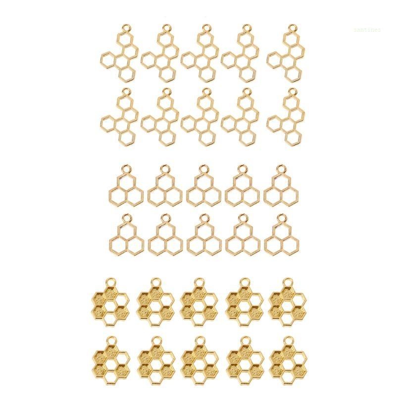 ซาน * 10 ชิ้นชุดสําหรับสร้างสรรค์เปล่าเรซิ่นกรอบทองรังผึ้งจี้เปิด Bezel การตั้งค่าเครื่องประดับทํา D