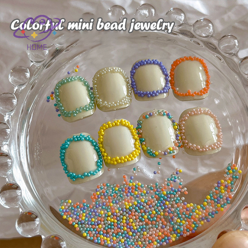[mayhome] Nail Art ลูกปัดสี Micro Mini Micro Iridescent Nail Ch Glitter Nails Art Tiny Bead Nail Art Pearls สําหรับตกแต่งเล็บ {TH}