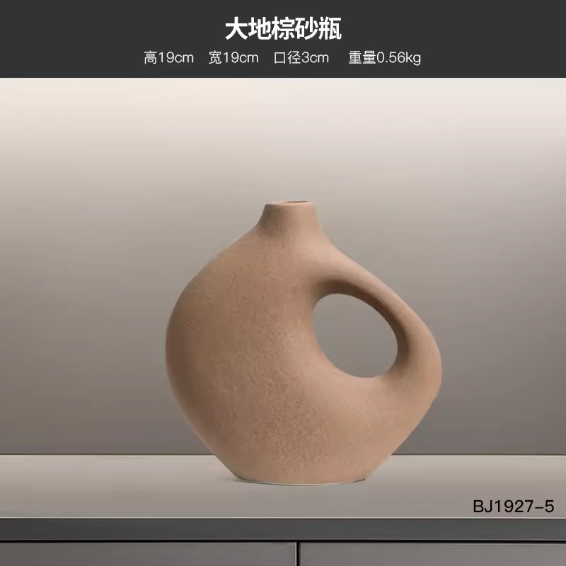 โมเดิร์น Nordic High-End Earth สีนุ่มตกแต่งบ้านห้องพักห้องนั่งเล่นตู้ทีวีตู้ไวน์ตกแต่งศิลปะ - รูปที่ 4