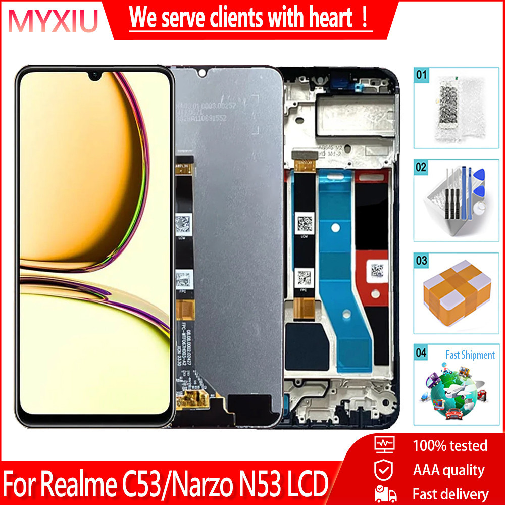 6.74 สําหรับRealme C53 RMX3760 จอแสดงผลLCD Touch Screen Digitizer AssemblyสําหรับRealme Narzo N53 RM