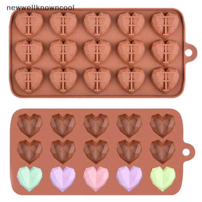Newwellknowncool 15 Cavities Mini Heart ช็อกโกแลตแม่พิมพ์ซิลิโคน Candy Molds Gummy Jelly Mould AAD