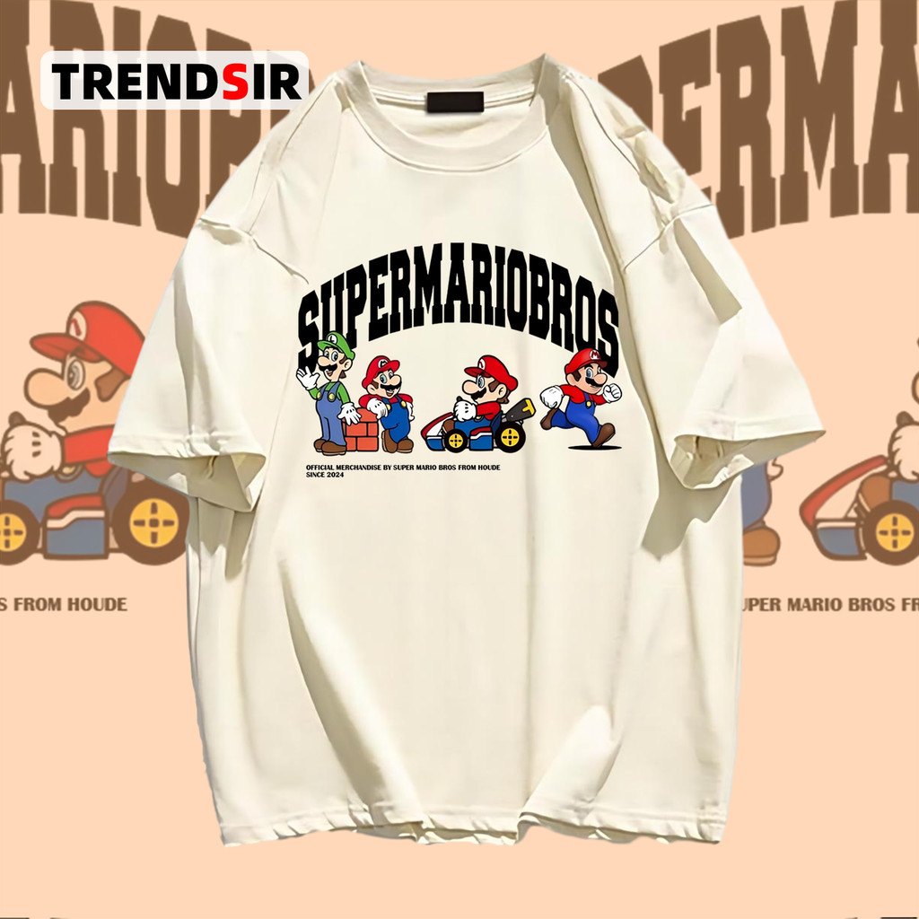 TrendSir พร้อมส่ง เสื้อยืด เสื้อยืดแขนสั้น Super Mario ใส่สบาย 100% Cotton 9สี M-3XL