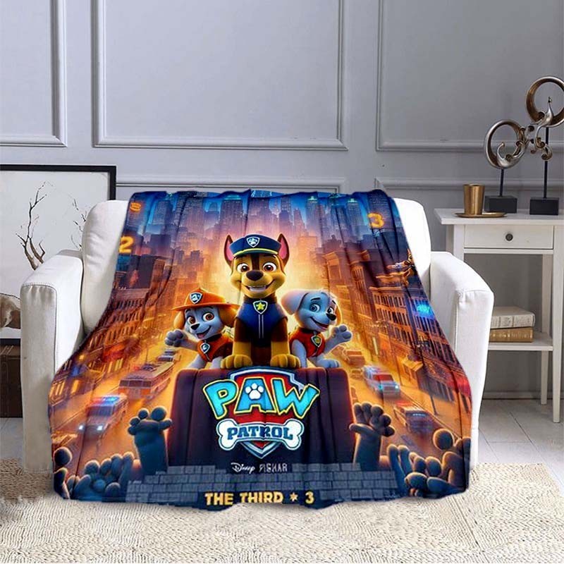 Paw Patrol ผ้าห่มสักหลาดนุ่มไฟเบอร์ผ้าห่มเครื่องปรับอากาศห้องนอนที่อบอุ่นและสะดวกสบายผ้าห่มเตียงโซฟา