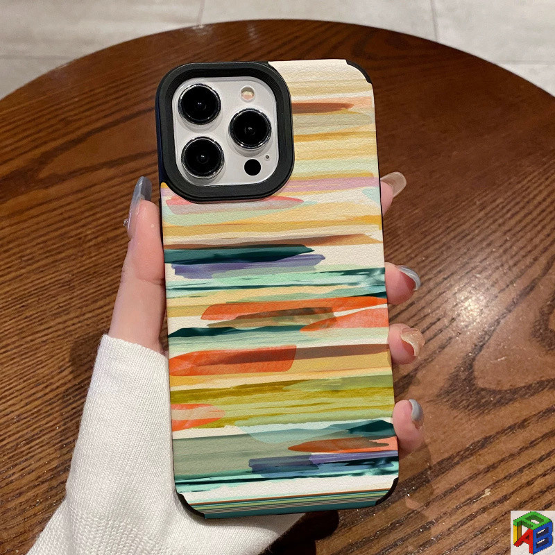 เคสสําหรับ iPhone 15Promax 14plus 13/12Pro/11Promax 7/8plus Xs/Xsmax Graffiti เย็บสีใหม่เคสป้องกันหนังสําหรับคู่รัก