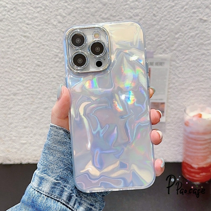 แฟชั่นเลเซอร์น้ำระลอกเคสเข้ากันได้กับ IPhone 13 7Plus 11 15 12 14 Pro Max XR 7 15 8 14 6 6S Plus X XS Max