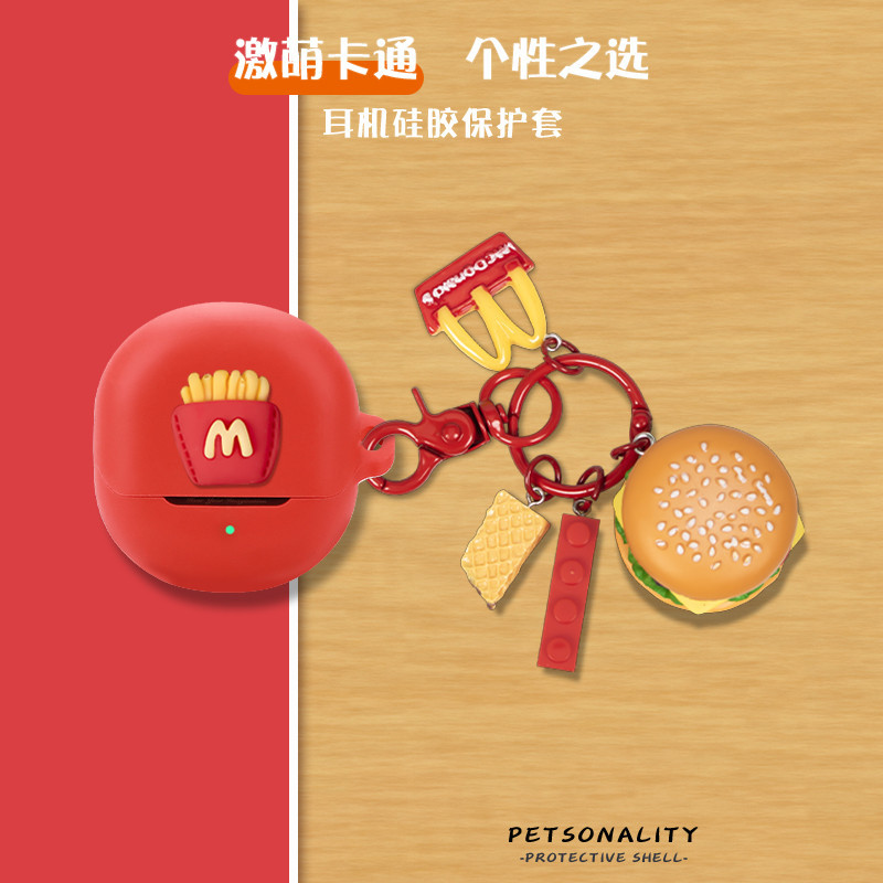 For SoundPeats Air5 Case Cartoon Fries Burger Keychain SoundPeats Air5 Silicone Soft Case Cute Cat SoundPeats Air5 Shockproof Shell Case Protective Cover