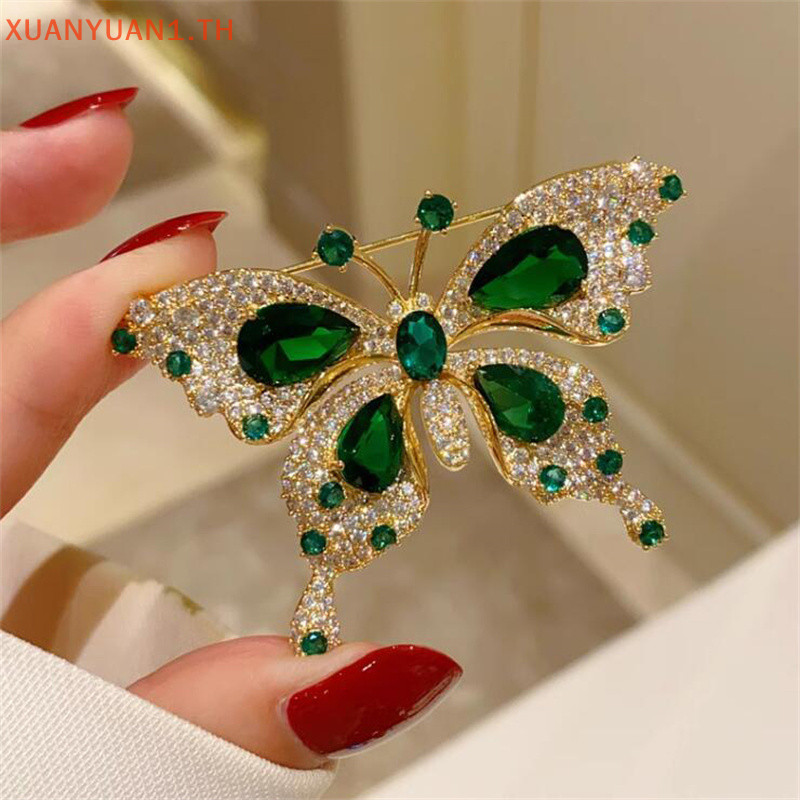 Xuan คลาสสิกประณีตผีเสื้อเข็มกลัด Pins ผู้หญิง Rhinestone แมลง Lapel Pins Badges Party จัดเลี้ยงเครื่องประดับอุปกรณ์เสริมของขวัญ TH