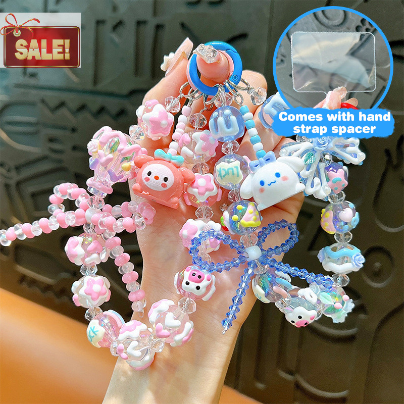 Bl Kawaii Sanrio Kuromi โทรศัพท์ W/การ์ด Bowknot ลูกปัด Melody Cinnamoroll Charm สายรัดข้อมือหูฟังจี้กระเป๋า Decor A