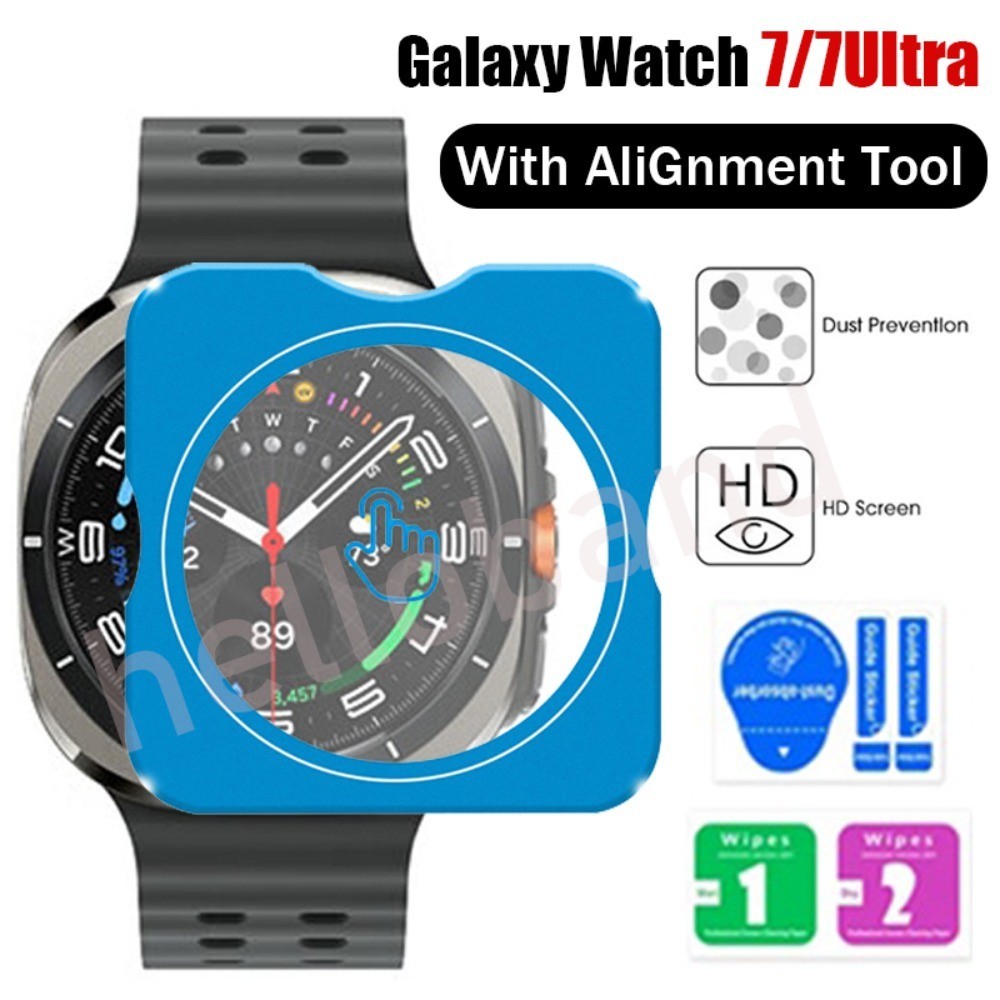 กระจกนิรภัยสําหรับ Samsung Galaxy Watch 9/8Ultra 47 มม.8/7/6/5/9 40 มม.44 มม.46 มม.ป้องกันหน้าจออัตโนมัติชุดกรอบฟิล์มใส