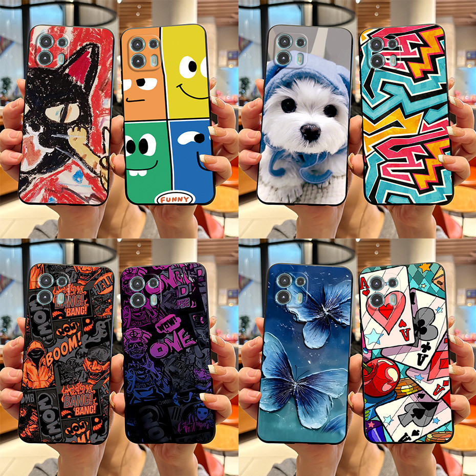 สําหรับ Motorola Edge 20 Lite กรณี XT2139-1 ใหม่ desin 2023 สีดําทาสีซิลิโคนนุ่มปกหลังสําหรับ Moto Edge 20 Fusion เคสโทรศัพท์