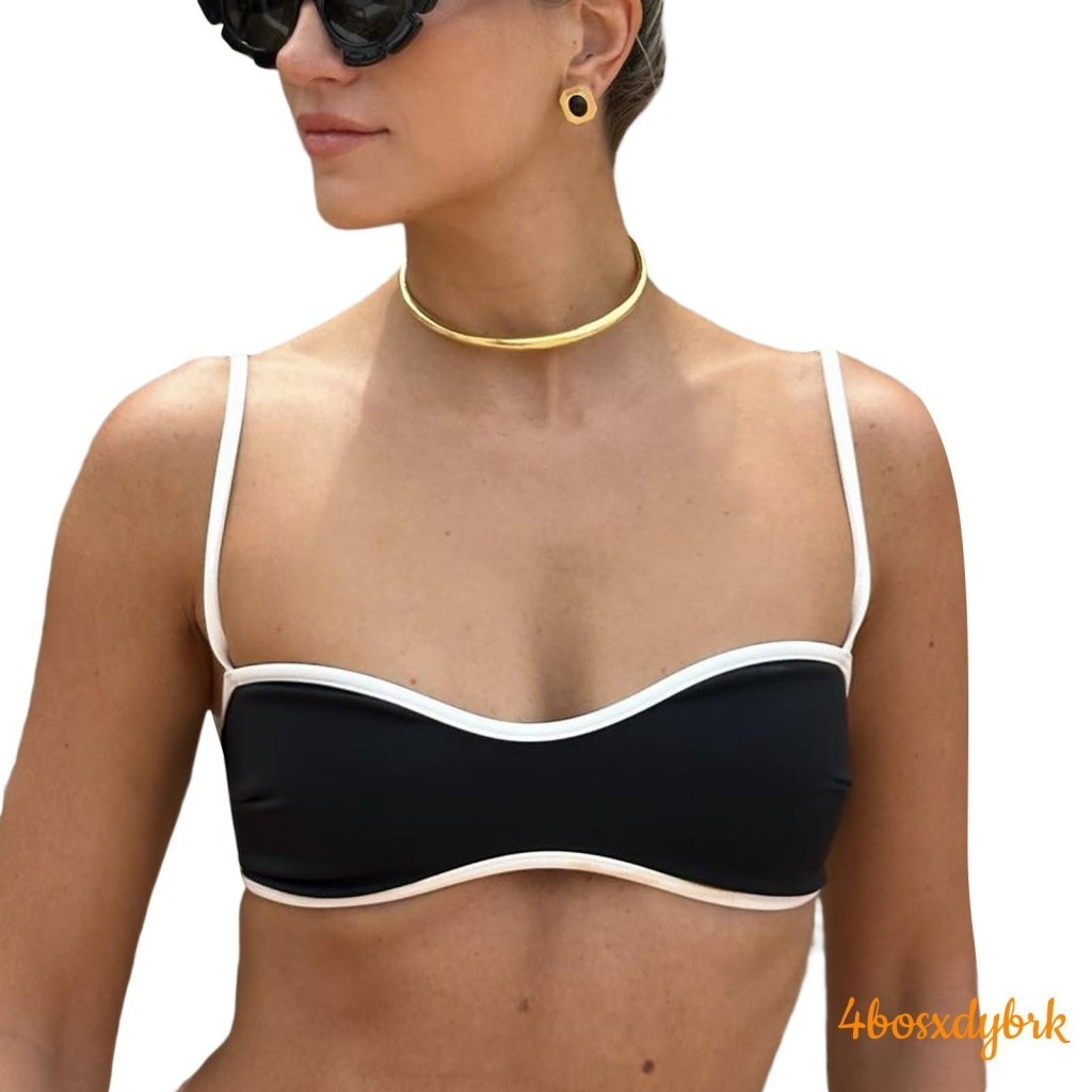 ผู้หญิง Camisole สปาเก็ตตี้สายรัด Low-Cut Contrast สี SLIM FIT เสื้อฤดูร้อนสำหรับปาร์ตี้คลับ