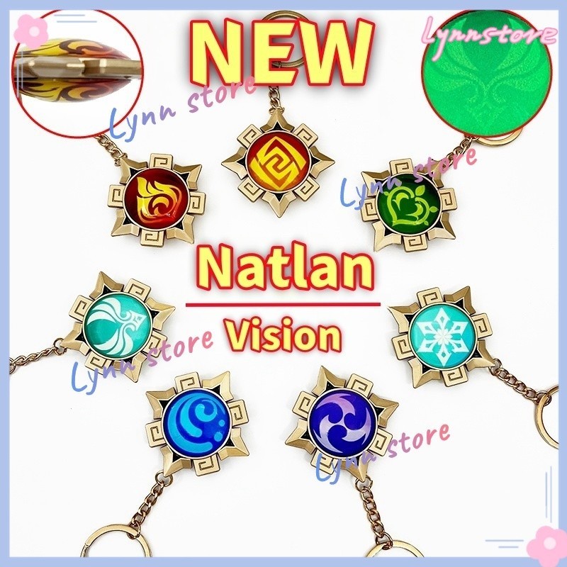 ใหม่ NATLAN VISION เกม GENSHIN IMPACT กระจกสองด้าน Luminous 7 องค์ประกอบพวงกุญแจ GENSHIN คอสเพลย์อุปกรณ์เสริมของขวัญวันเกิด