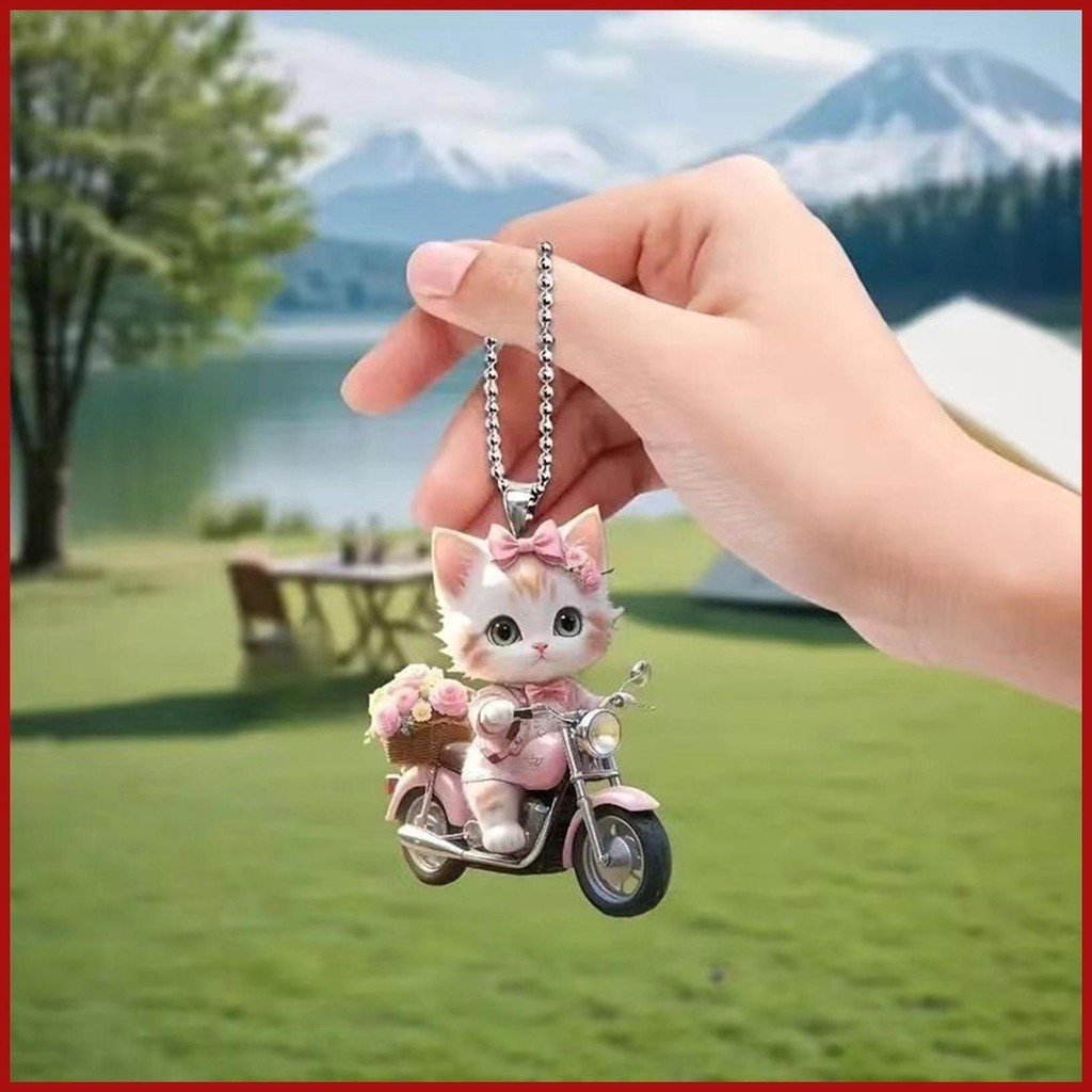 น่ารักสัตว์พวงกุญแจพวงกุญแจเสน่ห์หรูหราพวงกุญแจรถจี้รถจี้จริงภายในกระจกมองหลัง phdth