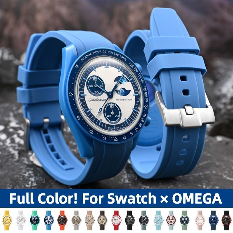 สายนาฬิกาซิลิโคนกันน้ําสําหรับ Omega สําหรับ Swatch Moonswatch Peanuts ใหม่ Full Moon Earth Lava Super Blue Moonphase Saturn Mercury ผู้ชายผู้หญิงนาฬิกา 20 มม.สร้อยข้อมือ