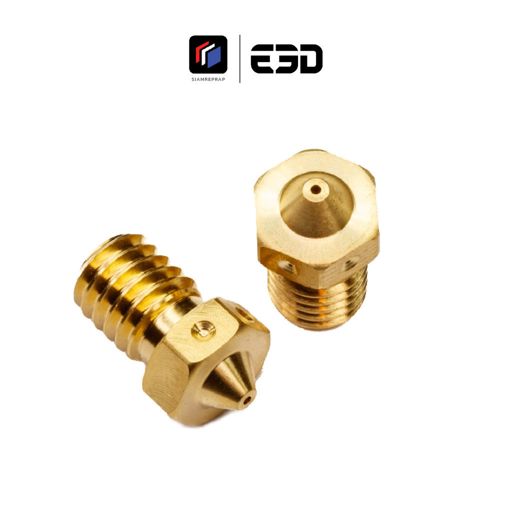 หัวฉีดทองเหลือง E3D ของแท้ คุณภาพสูง จากอังกฤษ ผลิตด้วยเครื่องจักร CNC ขนาดตรง รูกลม ใช้กับชุดหัวพิมพ์ V6 ได้ทุกยี่ห้อ