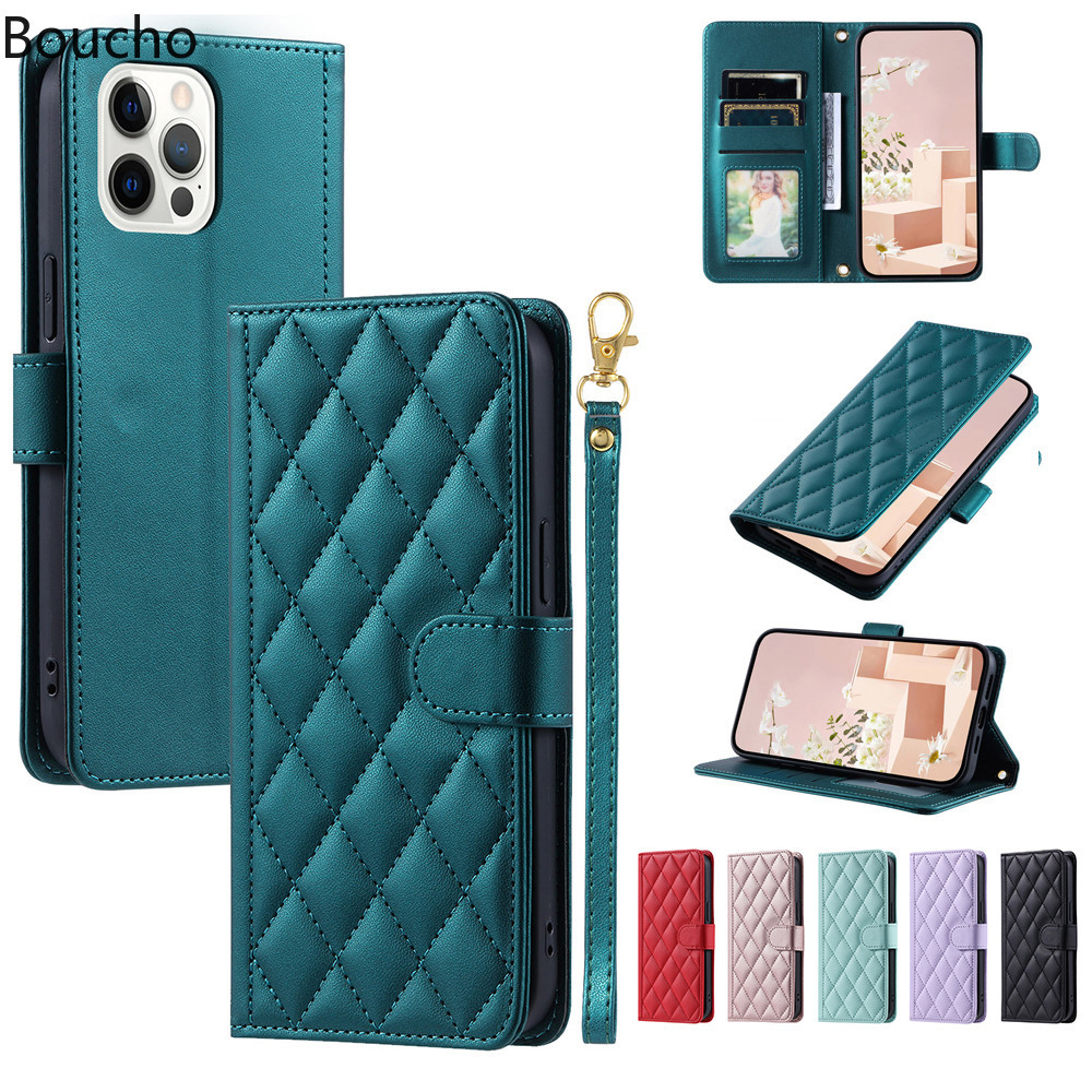 กระเป๋าสตางค์แฟชั่นพร้อมเชือกมือเคสโทรศัพท์สําหรับ OPPO AX7 A7N A8 A11K A12S C21Y C25Y A31 A57 A57E 