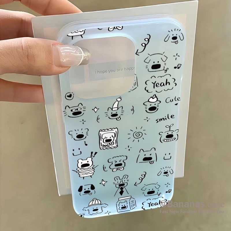 Iphone 16 15 14 13 12 11 Pro Max X Xr Xs Max 7 8 Plus SE2020 เคสโทรศัพท์การ์ตูนสุนัข Matte Soft Phone Cover