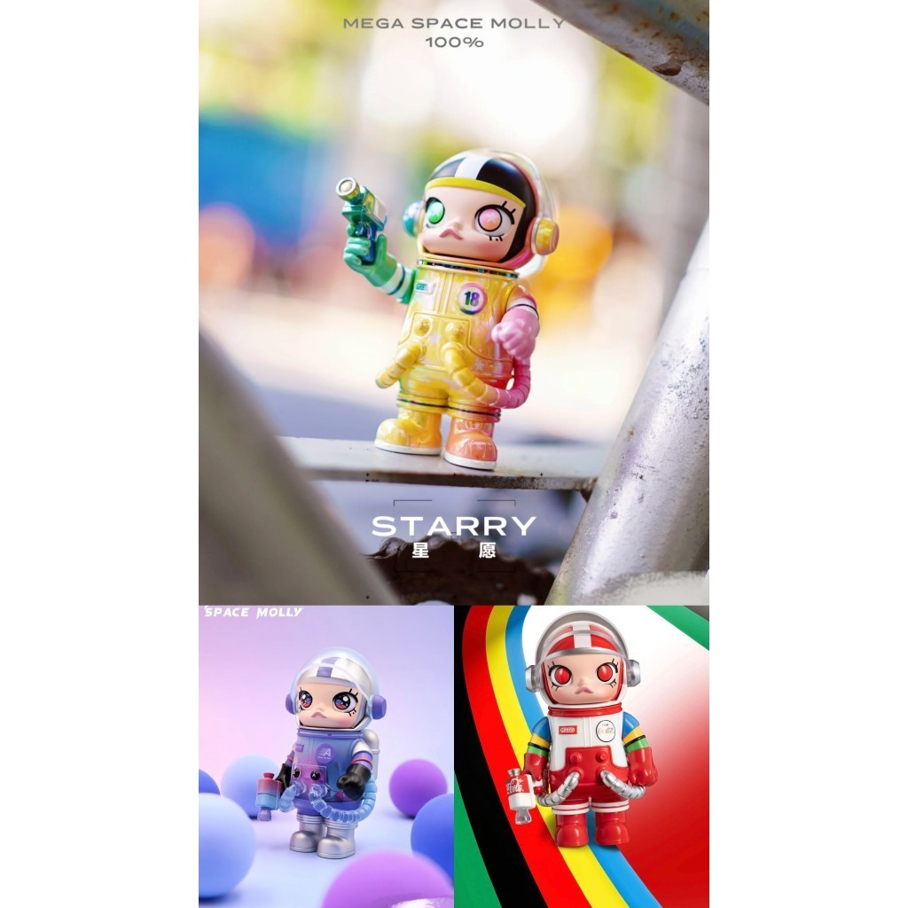 popmart  MOLLY  สไตล์ลับ MEGA SPACE MOLLY 100% Anniversary Series V3 V1 V2 V4 ของเล่นศิลปะ