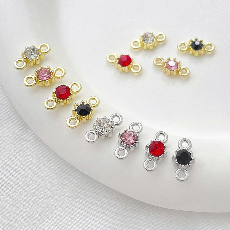 โลหะผสมรักษาสีฝังกลมสีเพทายจี้เครื่องประดับ DIY สร้อยข้อมือสร้อยคอต่างหูอุปกรณ์เสริมจี้ขนาดเล็ก