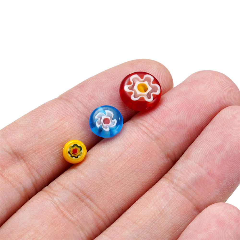 St. kunkka 6-10 มม.ลูกปัดดอกไม้แก้ว 10-64 ชิ้น Retro รูปแบบลูกปัดรอบสําหรับ DIY สร้อยข้อมือสร้อยคอทํา - รูปที่ 6