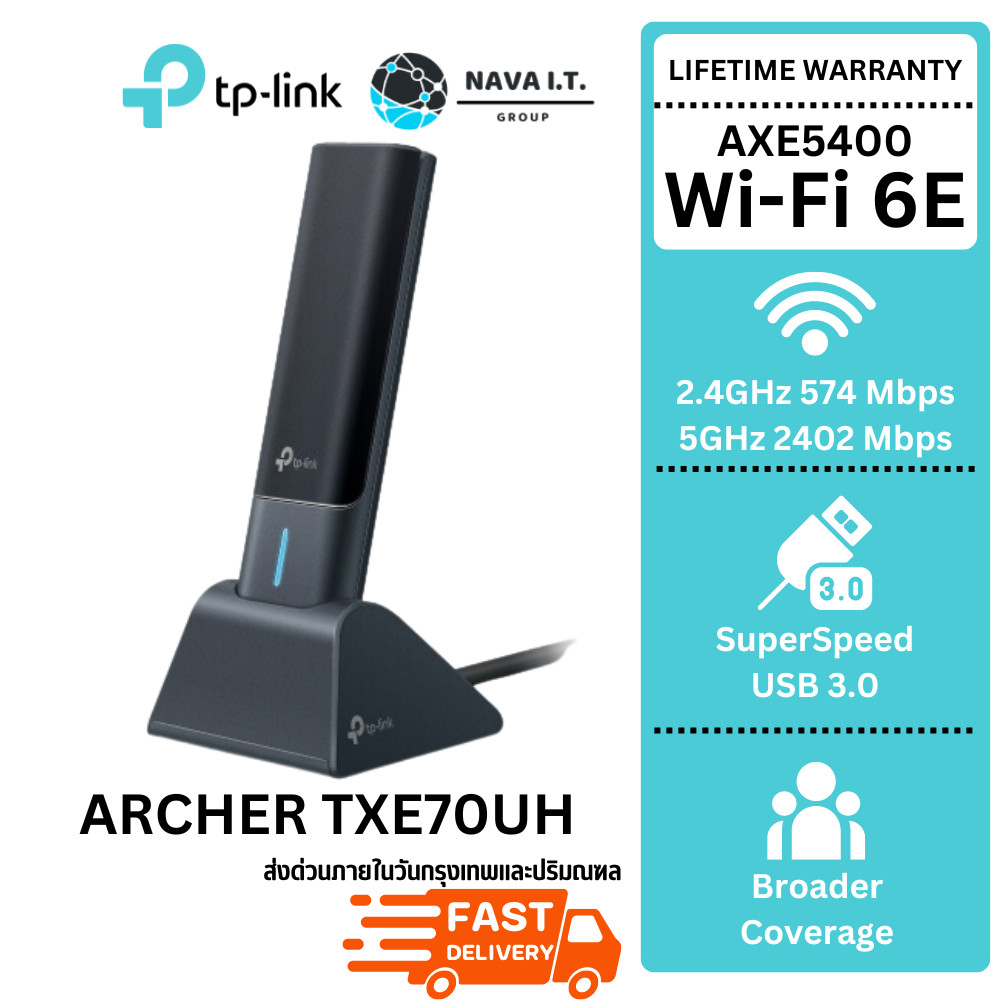 กรุงเทพฯด่วน1ชั่วโมง TP-LINK ARCHER TXE70UH AXE5400 Wi-Fi 6E High Gain Wireless USB Adapter