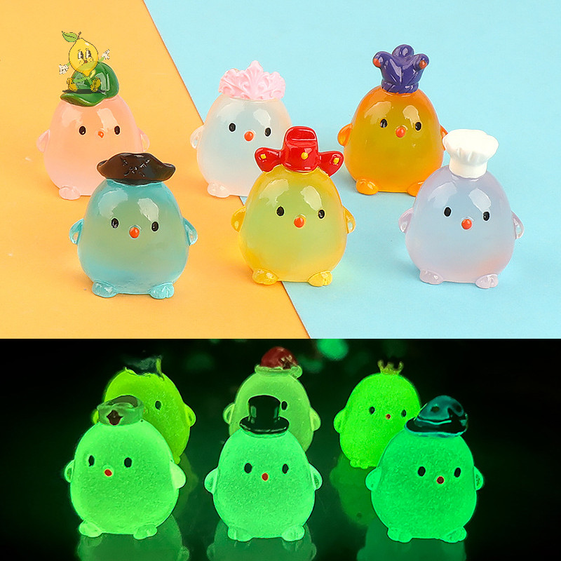 [mozh] การ์ตูนน่ารักไก่เรืองแสงเครื่องประดับรถไมโครเครื่องประดับภูมิทัศน์ตุ๊กตาตกแต่ง DIY ของเล่นตกแต่งเดสก์ท็อป [TH]