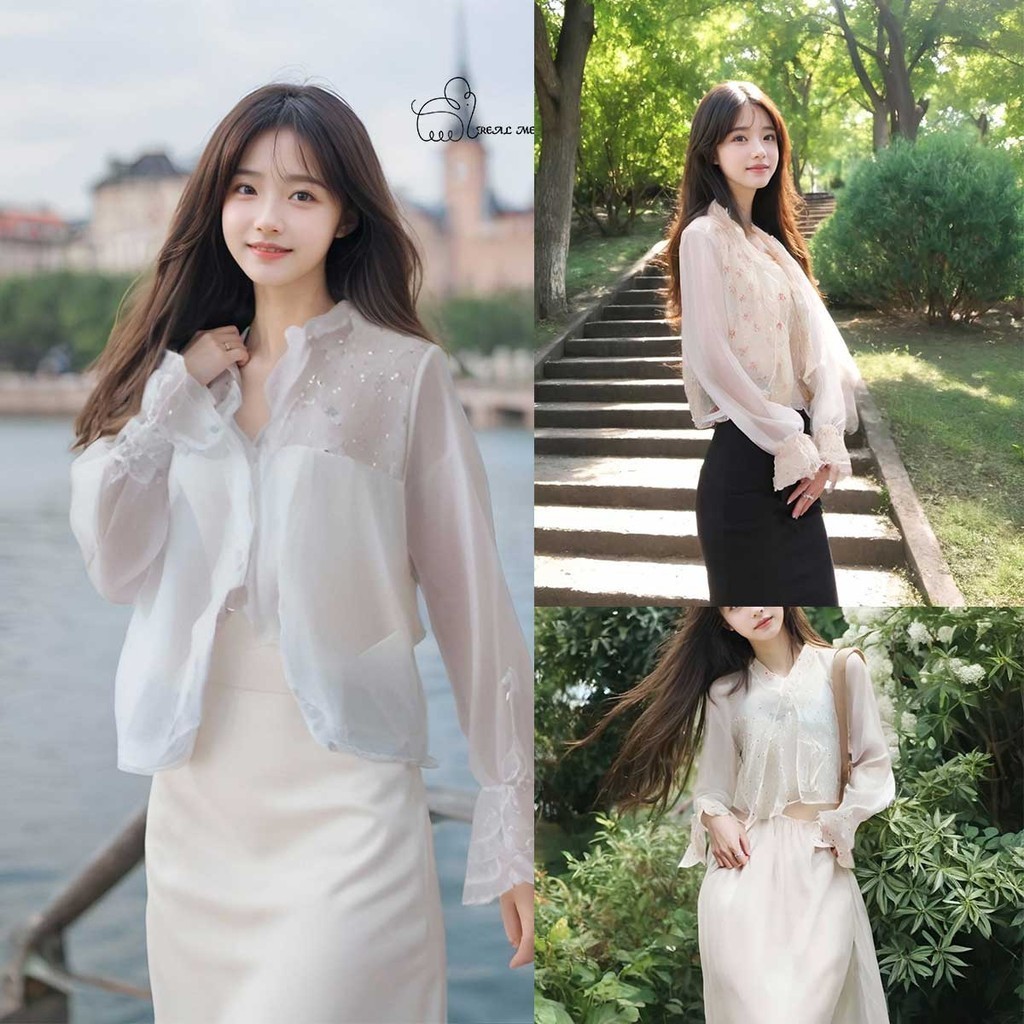 เสื้อคลุมผู้หญิงแขนยาวผ้าชีฟอง สินค้าพร้อมส่ง มีหลากหลายแบบให้เลือก