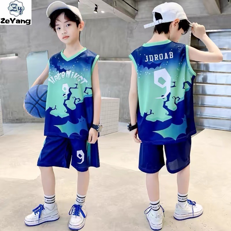 [ZY] 110-170 ซม.พร้อมสต็อกเด็กชุดลําลองเสื้อกั๊กชุด Quick-Drying ชุดเด็กกีฬากลางแจ้งชุดสองชิ้น All-Match ชุดหลวม