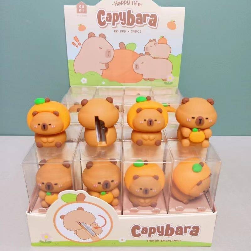 2 ชิ้น/ล็อต Capybara Creative 3D การ์ตูนรูปร่างกบเหลาดินสอ Mini ตลก Expression มีดตัดดินสอโรงเรียนของขวัญนักเรียนอุปกรณ์ Kawaii เครื่องเขียน