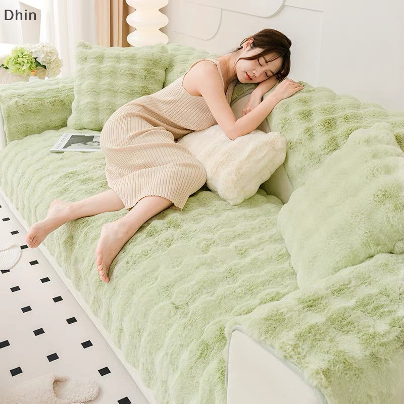 [Dhin] Thicken กระต่าย Plush โซฟา Slipcover Universal ลื่น Super Soft โซฟาผ้าเช็ดตัวโซฟาเบาะสําหรับห้องนั่งเล่นตกแต่งบ้านที่ทันสมัย COD