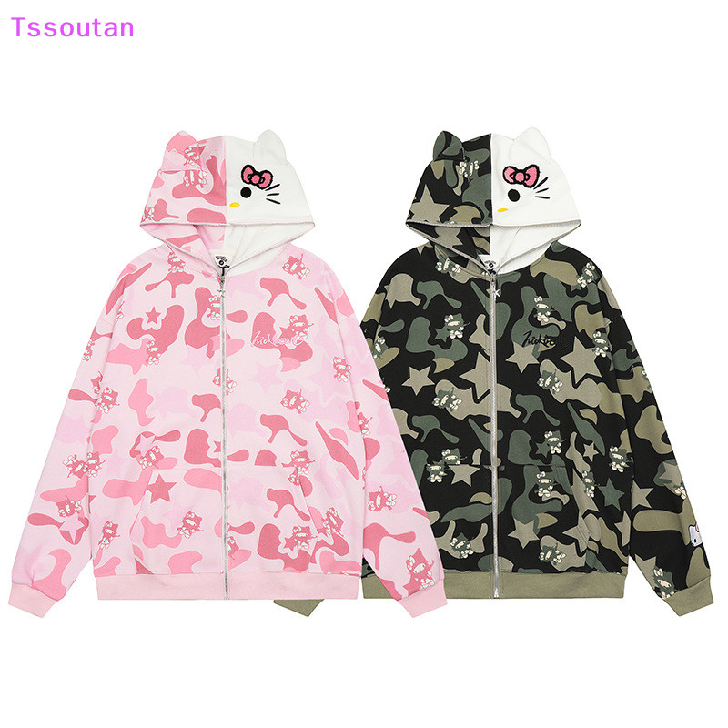 【TSST】เสื้อฮู้ดแขนยาวผู้หญิง สไตล์ใหม่ฤดูใบไม้ร่วงและฤดูหนาวปี 2024 การออกแบบการพิมพ์ สวยและดูดี การออกแบบซิป ปลอดภัยและอบอุ่น ติ๊กต๊อกขายร้อน TAN