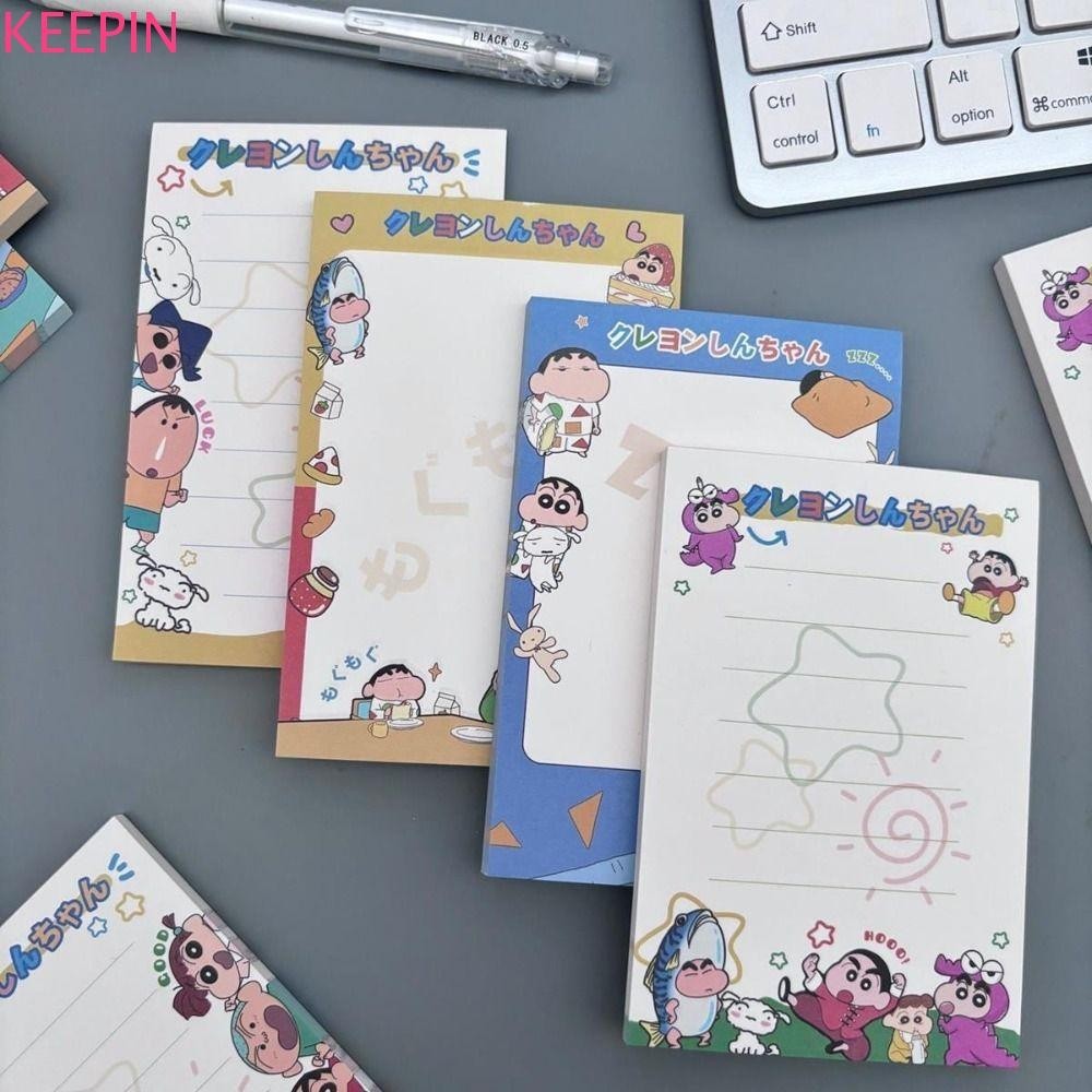 Keepin กระดาษโน้ตเครยอนชินจัง, A7 50Sheets Memo Reminder Paper, Kawaii Dog การ์ตูนอะนิเมะน่ารัก Notepad เครื่องเขียน